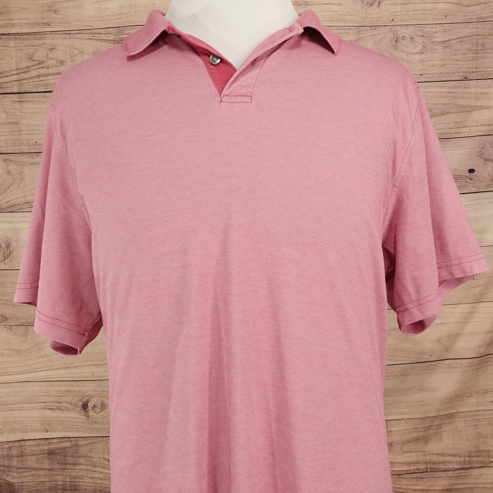 Tasso Elba Polo Shirt Mens 2XL Red Supima Cotton Polyester Tagless Knit Casual